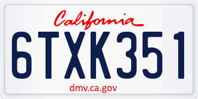 CA license plate 6TXK351