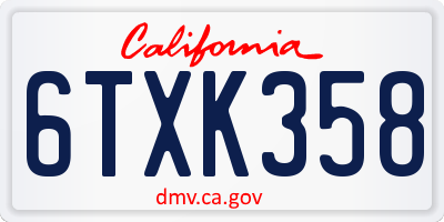 CA license plate 6TXK358