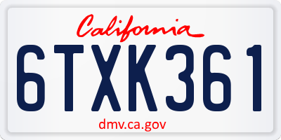 CA license plate 6TXK361