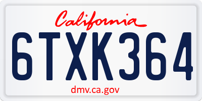 CA license plate 6TXK364