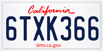 CA license plate 6TXK366