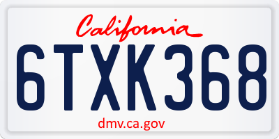 CA license plate 6TXK368