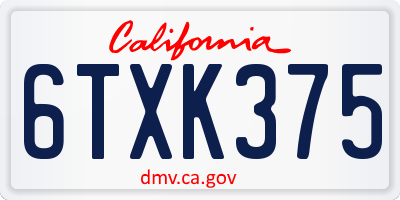 CA license plate 6TXK375