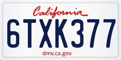 CA license plate 6TXK377