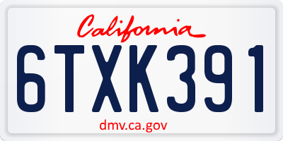 CA license plate 6TXK391