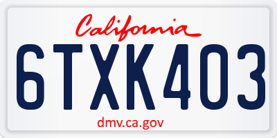 CA license plate 6TXK403