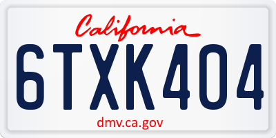 CA license plate 6TXK404