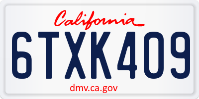 CA license plate 6TXK409