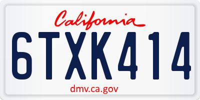 CA license plate 6TXK414