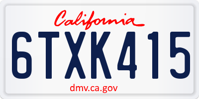 CA license plate 6TXK415