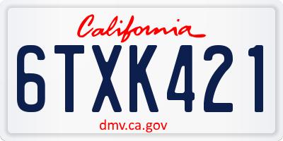 CA license plate 6TXK421