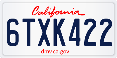 CA license plate 6TXK422