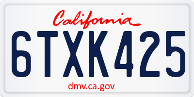 CA license plate 6TXK425