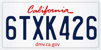 CA license plate 6TXK426