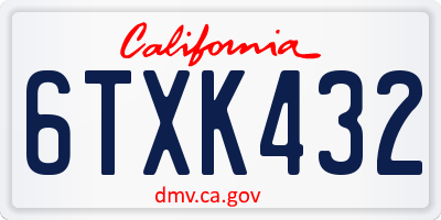 CA license plate 6TXK432