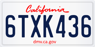 CA license plate 6TXK436