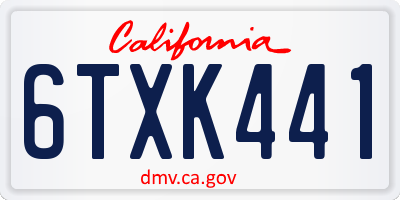 CA license plate 6TXK441
