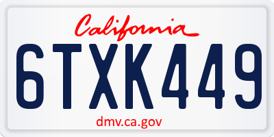 CA license plate 6TXK449