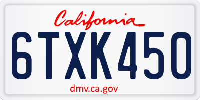 CA license plate 6TXK450