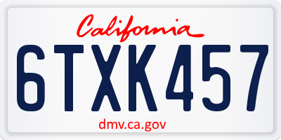 CA license plate 6TXK457