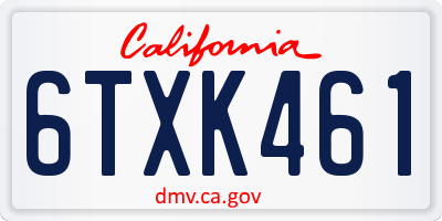 CA license plate 6TXK461