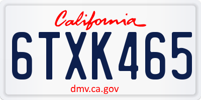 CA license plate 6TXK465