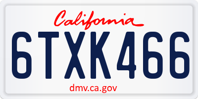 CA license plate 6TXK466