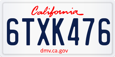 CA license plate 6TXK476