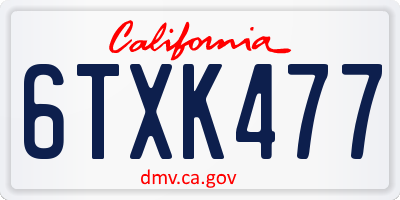 CA license plate 6TXK477