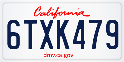 CA license plate 6TXK479