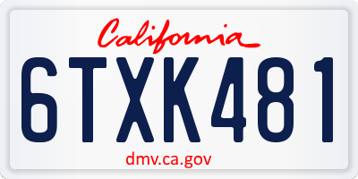 CA license plate 6TXK481