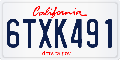 CA license plate 6TXK491