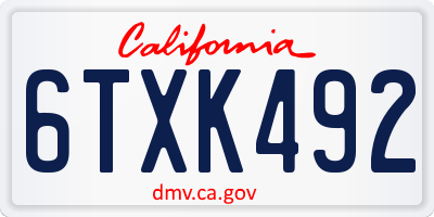 CA license plate 6TXK492
