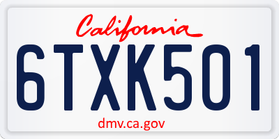 CA license plate 6TXK501