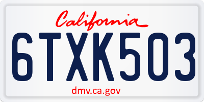 CA license plate 6TXK503