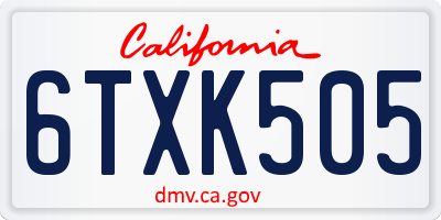 CA license plate 6TXK505