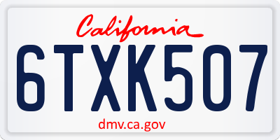 CA license plate 6TXK507