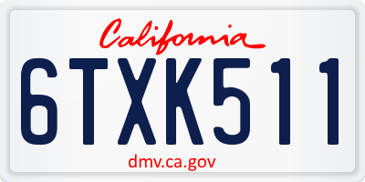 CA license plate 6TXK511