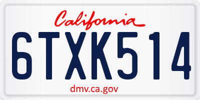 CA license plate 6TXK514