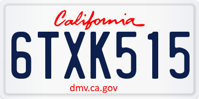 CA license plate 6TXK515