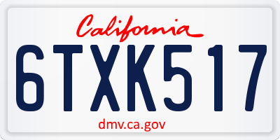 CA license plate 6TXK517