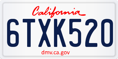CA license plate 6TXK520