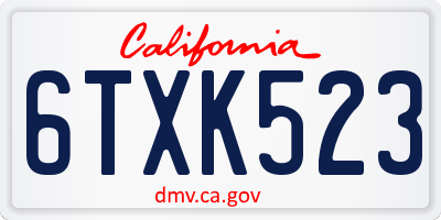 CA license plate 6TXK523