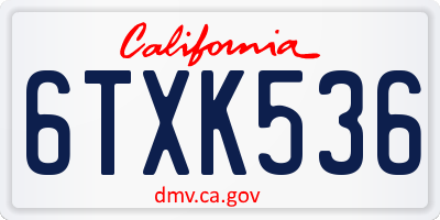 CA license plate 6TXK536
