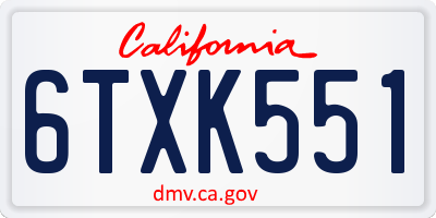 CA license plate 6TXK551
