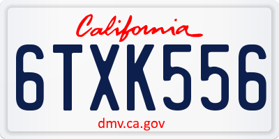 CA license plate 6TXK556