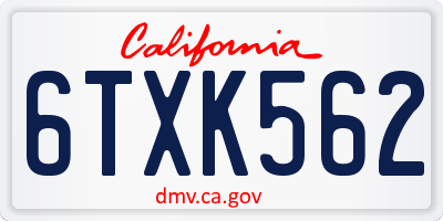 CA license plate 6TXK562