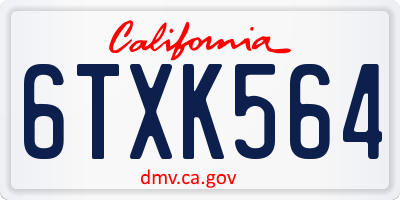 CA license plate 6TXK564