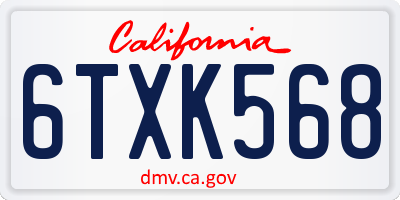 CA license plate 6TXK568