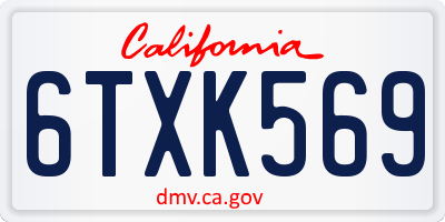 CA license plate 6TXK569